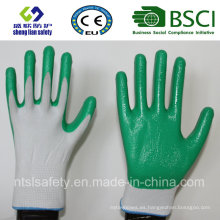 13G poliéster Shell con guantes de trabajo revestidos de nitrilo (SL-N107)